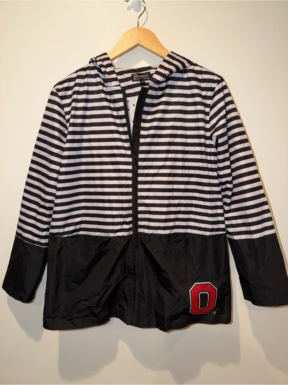Gameday Couture Ohio State Buckeyes Striped Hooded Sequin Rain Jacket - Sz S